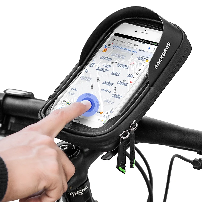 Clearance ROCKBROS Cycling Front Bag Bike Phone Mount Bicycle Holder Case MTB Handlebar Cradle 360 Degrees Rotatable Phone Bag 6.0 inch 2