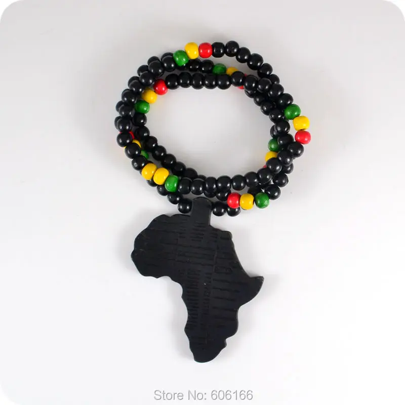 Rasta Reggae Punk Infinite Black Africa Map Good Wood NYC X ожерелье из деревянных бусин Чейз в стиле хип