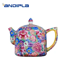 Цзиндэчжэнь ручная роспись Изысканный Эмаль цвет цветок чайник с узором для дома посуда для напитков офисный чай церемония пуэр рукоятка чайники