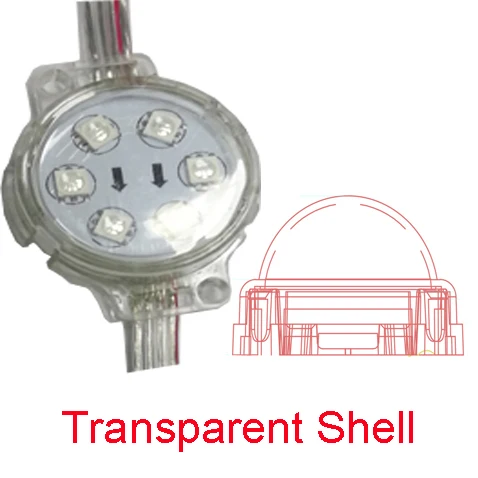 DMX512 изменение цвета rgb smd5050 dmx светодиодный светильник 40 мм Диаметр DC24V DMX RGB Светодиодный точечный светильник для украшения зданий - Цвет: Transparent Shell