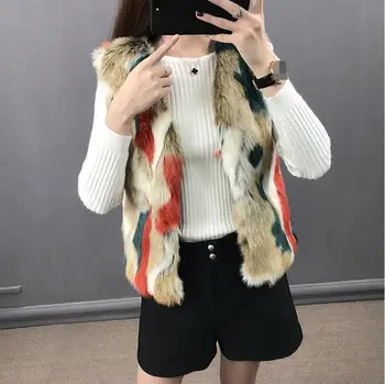 

Autumn and winter new imitation fur coat female Korean fashion stitch imitation fox fur fashion temperament fur vest