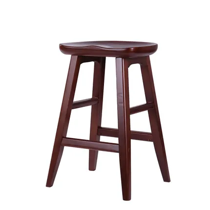 Твердые деревянный барный табурет Американский современный минималистский передний стол стул творческий Европейский дом высокий барный - Цвет: browncolor H65 cm