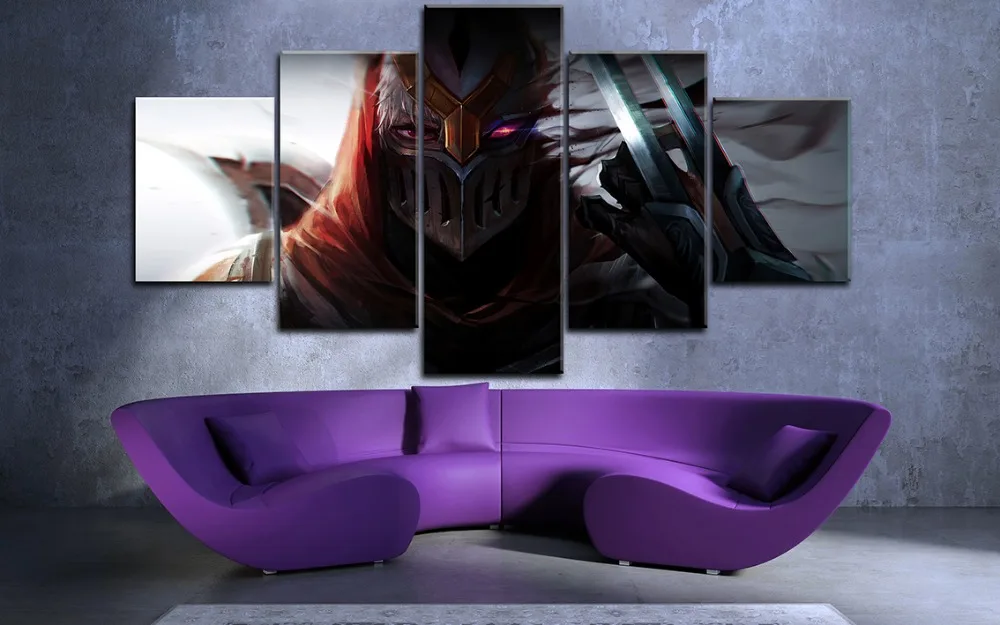 Домашнее украшение гостиной 5 шт. League Of Legends Zed Картина на холсте HD Печатный