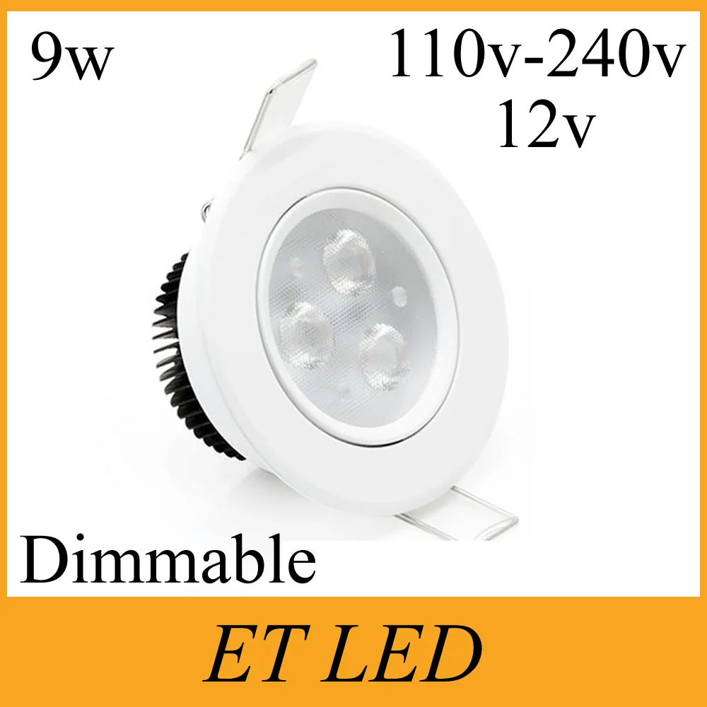 

30pcs/Lot 9W LED downlight white round ceiling spot lights 110V 220V 12v led panel light Recessed Aluminum lamp Warm White FCC