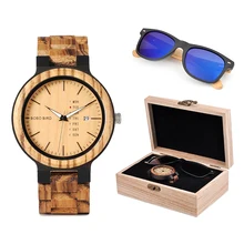 Бобо птица классический для мужчин пользовательские деревянные часы и деревянные солнцезащитные очки костюм подарок набор в подарочной коробке
