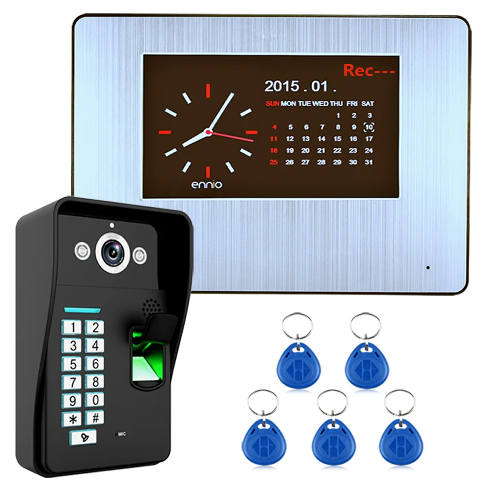 

MOUNTAINONE SY701MJF11 One to One Video Doorbell 7" Lcd Recording HD 1000TVL DVR Fingerprint Recognition Video Door Phone