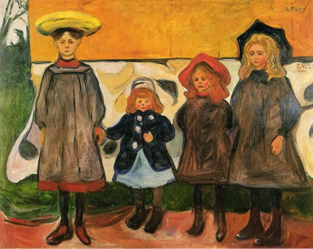 

High quality Oil painting Canvas Reproductions Four girls in Arsgardstrand (1903) by Edvard Munch Painting hand painted