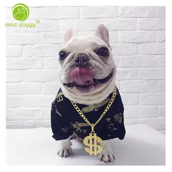 

US Dollar Pendant Alloy Necklaces for Dogs Fashion Luxury Gold Color Long Chain for Pitbull Pet Dog Collar Jewelry Accessories