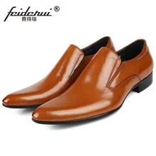 Новое поступление года роскошная мужская повседневная обувь Пояса из натуральной кожи Лоферы для женщин Формальное марка острый носок без шнуровки Для мужчин ручной работы Туфли без каблуков CA76