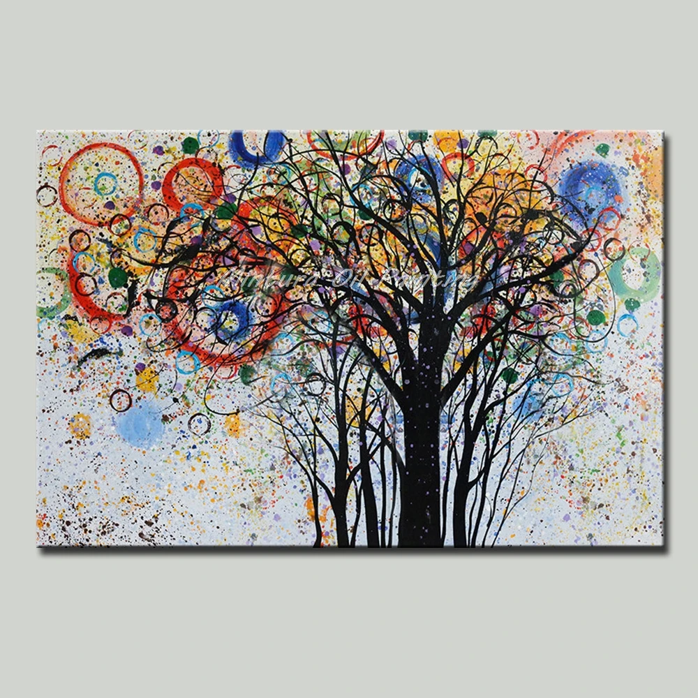 

Mintura Art Hand-Painted Acrylic Canvas,Oil Paintings Colorful Big Tree,Home Decoration Morden Wall Art,Office Decor No Framed