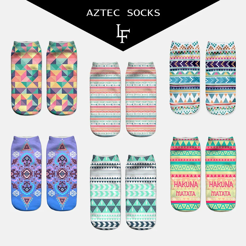 

2017 New Arrival Aztec Striped Harajuku Anklet Women Print Socks Unisex Cute Low Cut Ankle Colorful Casual Fashion Socks
