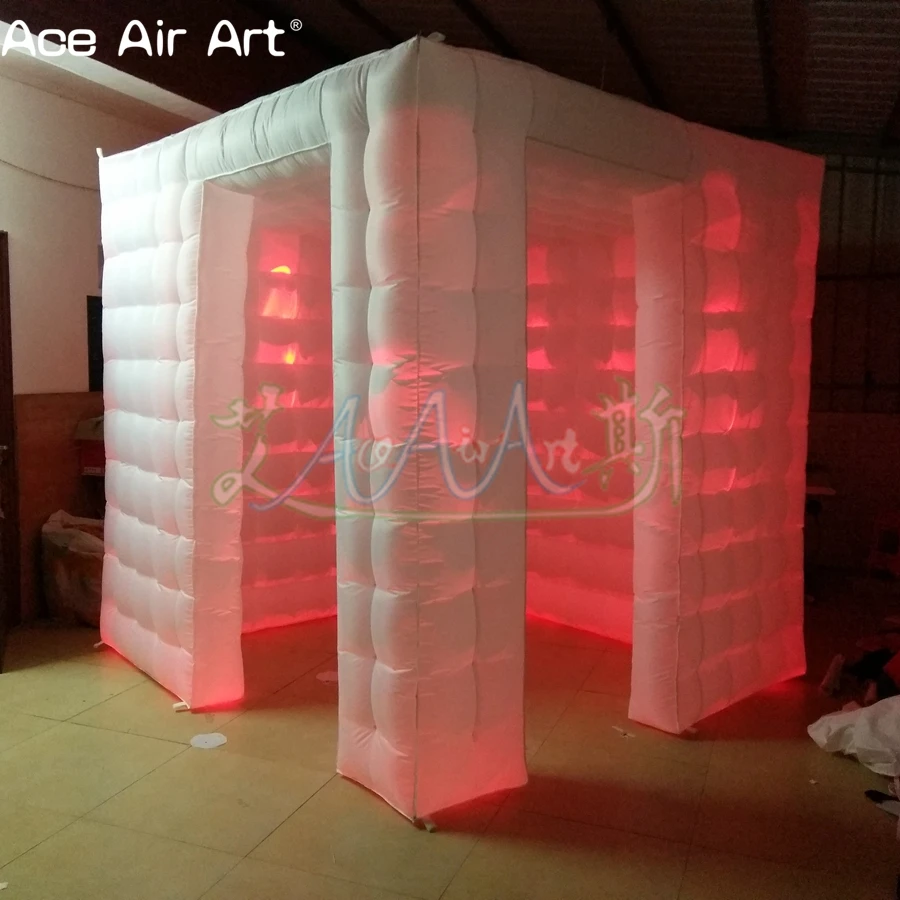  2.4m Led cabinet photo booth inflatable photo selfi stationcubic photo backdrop with 2 doors and fr