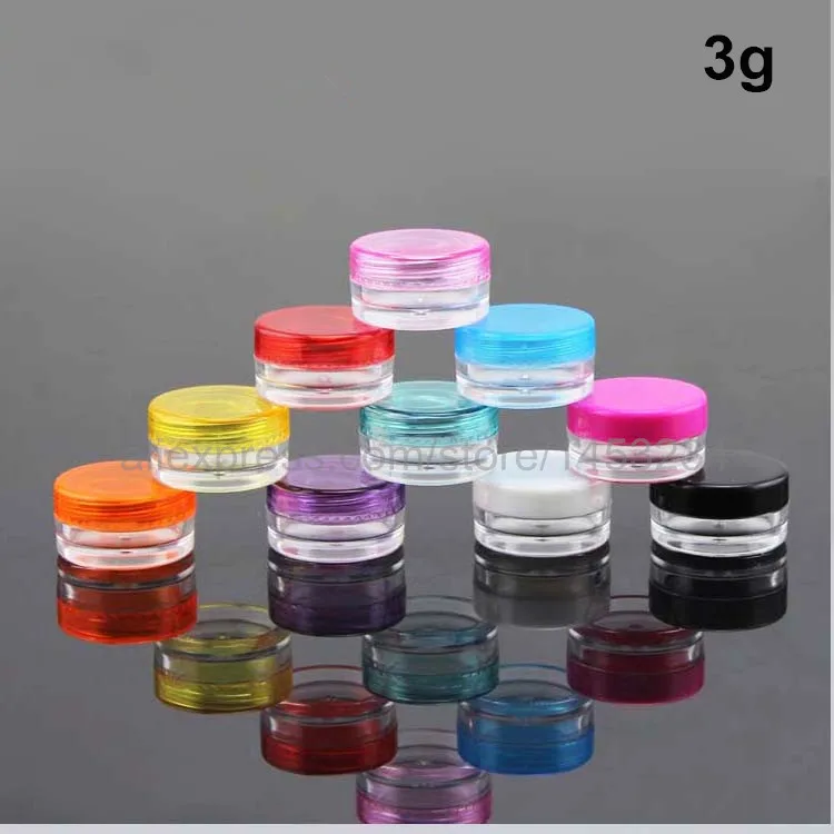 

100pcs Small Plastic Cosmetic Containers Sample Jars Lip Balm Pot - 3 Gram