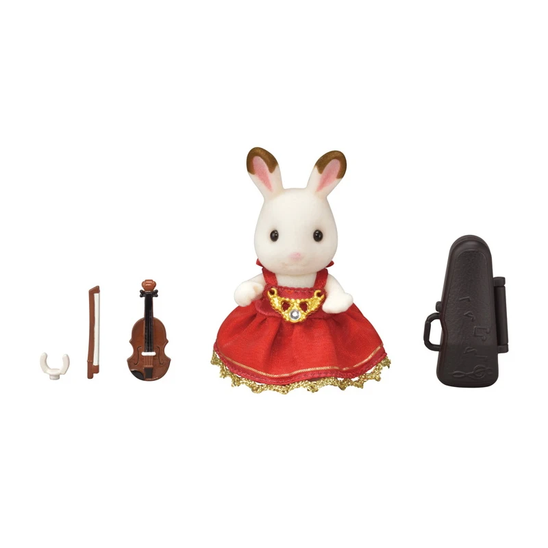 Sylvanian Families пушистый кукольный домик, фигурка шоколадного кролика, сестры и скрипки, игровой набор для девочек, детский подарок#6009 Новинка