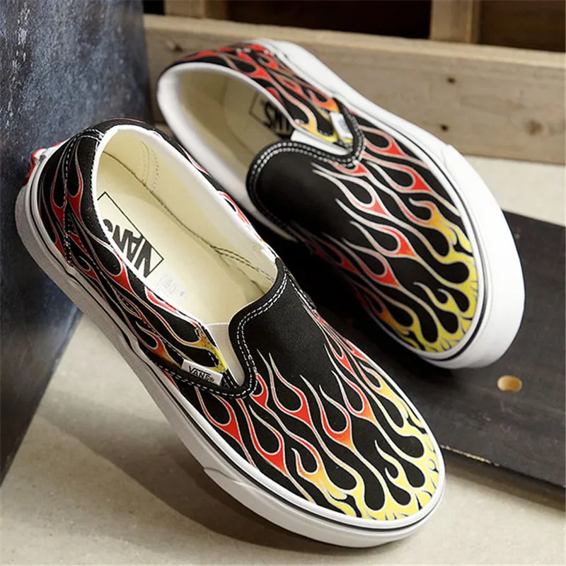 vans classic slip on trainers black white flame