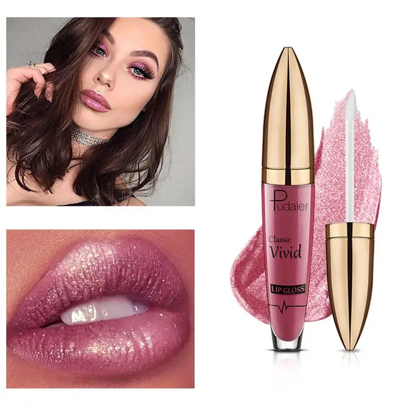 

DSstyles Glitter Lip Gloss Lasting Moisturizing Liquid Lipstick Gloss Lips Care Cosmetics Vivid Color Shimmer Lip Glaze Makeup