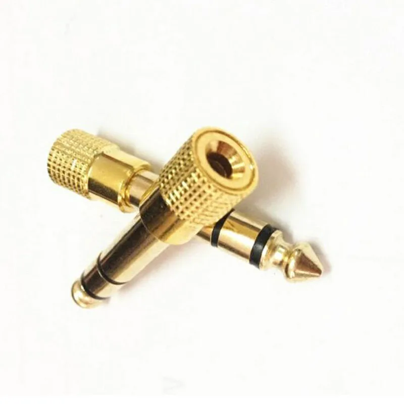 50pcs High Quality Jack 6 5mm Male Turn 3 5mm Jack Female Connector Guitar Plug Headphone Microphone Audio Adapter Gold Plating
