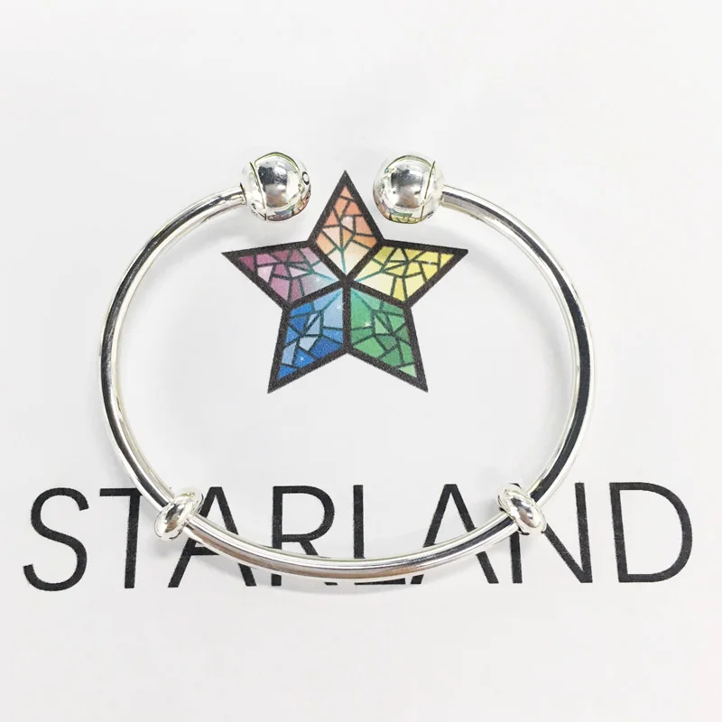 

Starland Fine 100% 925 Sterling Silver Elegant Open Bead Charm Bracelet & Bangle For Women DIY Anniversary Wedding Jewelry Gifts