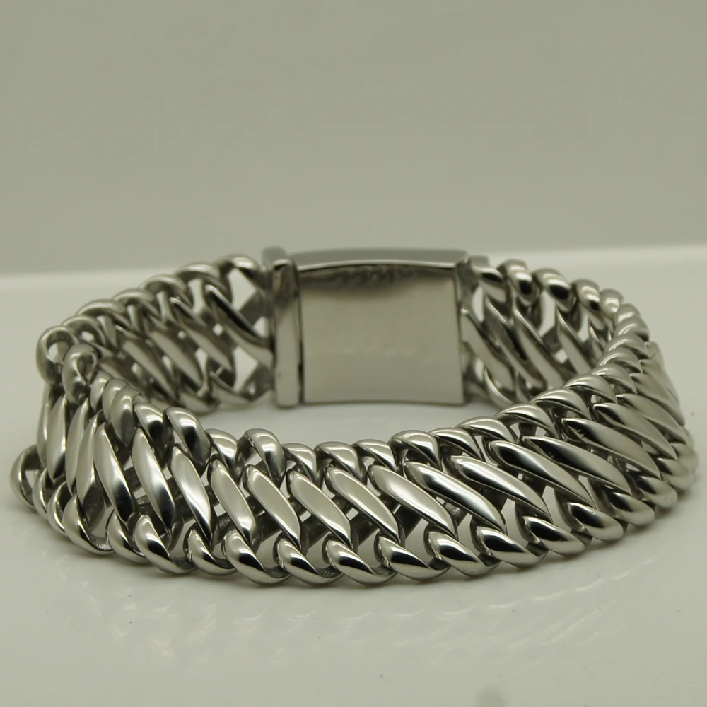 vary width length classic shiny woven link men/boy 316L stainless steel  classic link shiny chain  bracelet