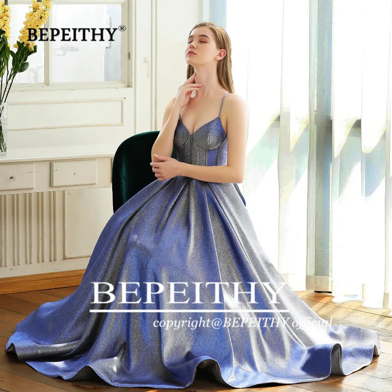 BEPEITHY 2019 New Design A Line Sparkle Evening Dresses Long Sweep Train Glitter Elegant Party Prom Dress Robe De Soiree Hot BEPEITHY 2019 New Design A Line Sparkle Evening Dresses Long Sweep Train Glitter Elegant Party Prom Dress Robe De Soiree Hot