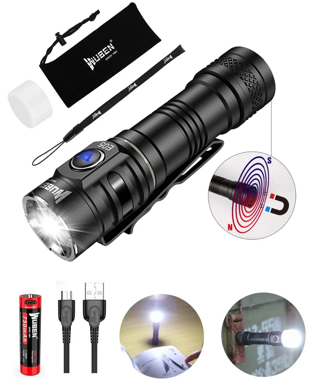 WUBEN E05 LED Flashlight EDC Mini Light 900 Lumens USB Rechargeable Waterproof Mini Torch with Battery Included Magnet Light
WUBEN E05 LED Flashlight EDC Mini Light 900 Lumens USB Rechargeable Waterproof Mini Torch with Battery Included Magnet Light