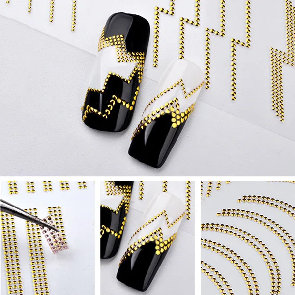 

Gold 3D Metal Nail Art Sticker Metal Striped Wave Line Adhesive Tips Decoration Stickers DIY Manicure Decorations Decals