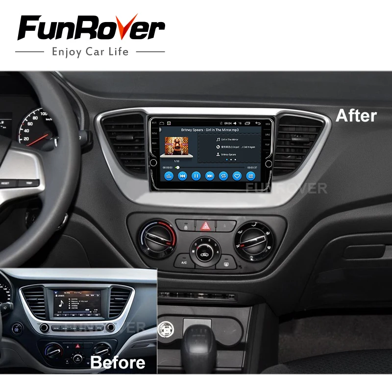 Sale Funrover 2 din Car Multimedia DVD GPS Player stereo For Hyundai Verna Solaris Accent 2017 2018 Car Radio tape recorder headunit 3