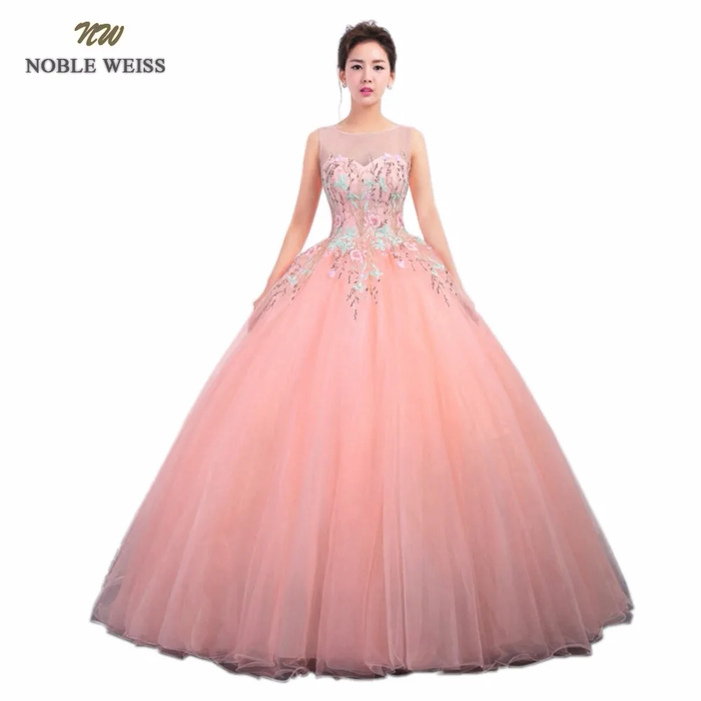 

NOBLE WEISS Blue/Pink Quinceanera Dresses With Lace Ball Gown Organza New Style Sexy Formal Prom Dress