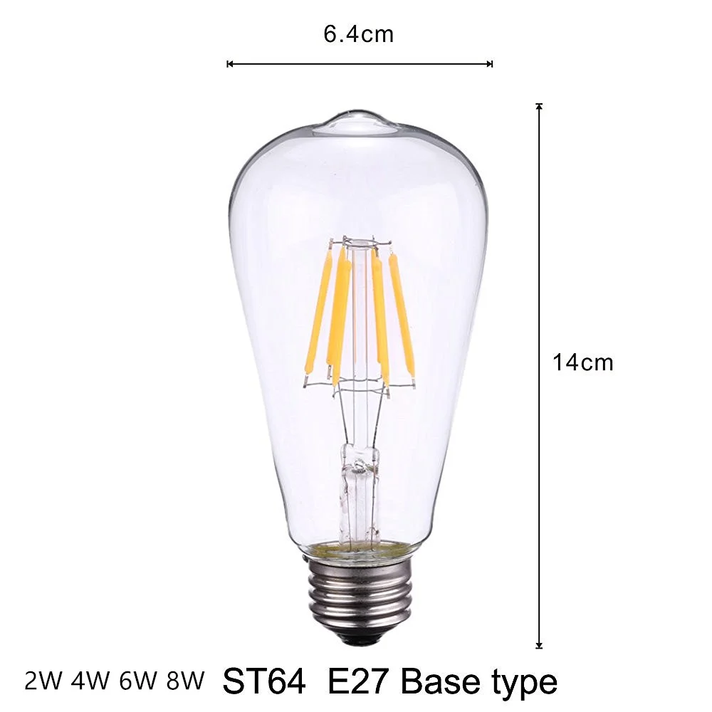 Светодиодные лампы накаливания A60 ST64 C35 FC35 E27 E14 свеча люстра 2 Вт 4 Вт 6 Вт 8 Вт 220 В Spotlight Светодиодные лампочки chandlier лампы