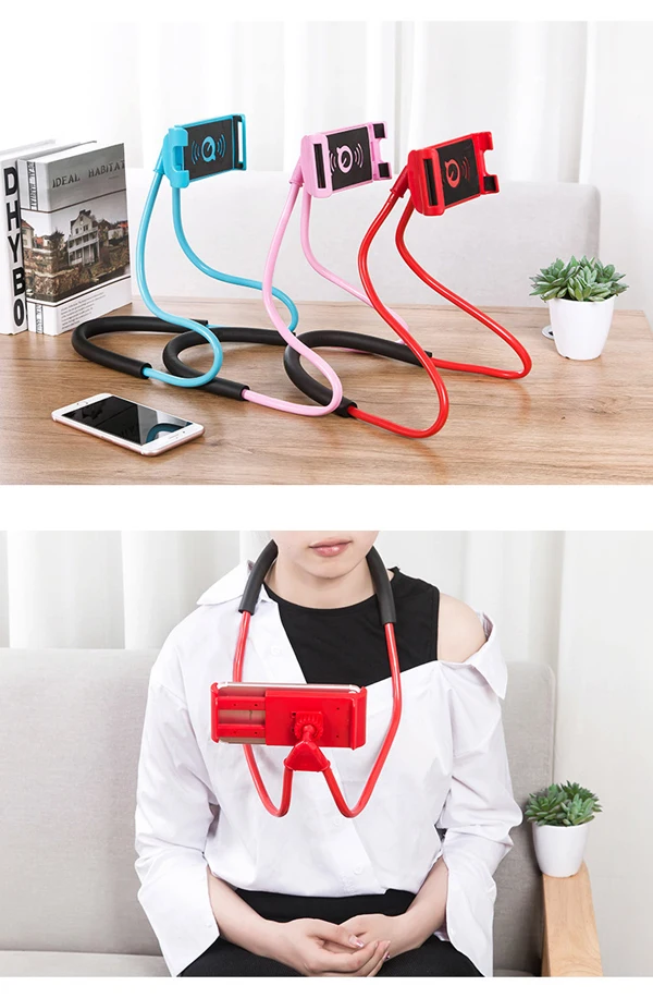 Neck Hanging Lazy Necklace Bracket Desk Car Mobile Phone Holder Stand
