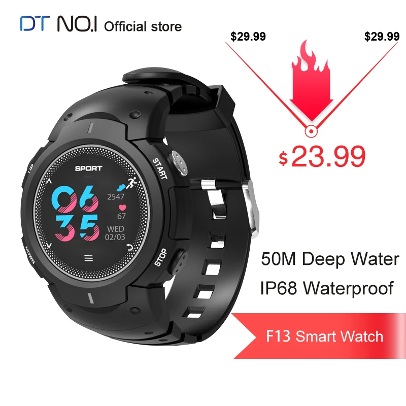 NO.1 F13 IP68 50M Waterproof Multi-sports Mode Heart Rate Monitor Remote Camera Smart Watch Smartwatch Bracelet Fitness Tracker