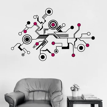 

174x110CM Large Tech Abstract Circuit Wall Sticker Decals Unique Pattern Vinyl Mural Office Livingroom Wall Interior Decor LC386