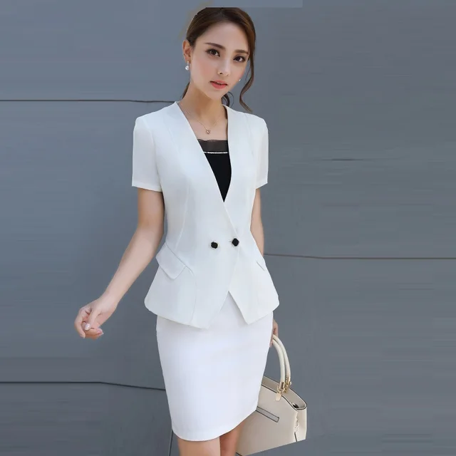 Womens White Skirt Suit Set Best 2017 Ur Brand Trend Plus Size Office Lady Suit Female Bussiness