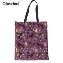 Coloranimal ткань Экологичная сумка-шоппер женская сумка для продуктов школьная сумка для домашних животных собака острый Хлопок Лен с рисунком сумка Прямая поставка