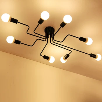 

4/6/8 Heads Multiple Rod Wrought Iron Ceiling Light Retro Industrial Loft Nordic Dome Lamp For Home Decor Dinning Cafe BarS305DD