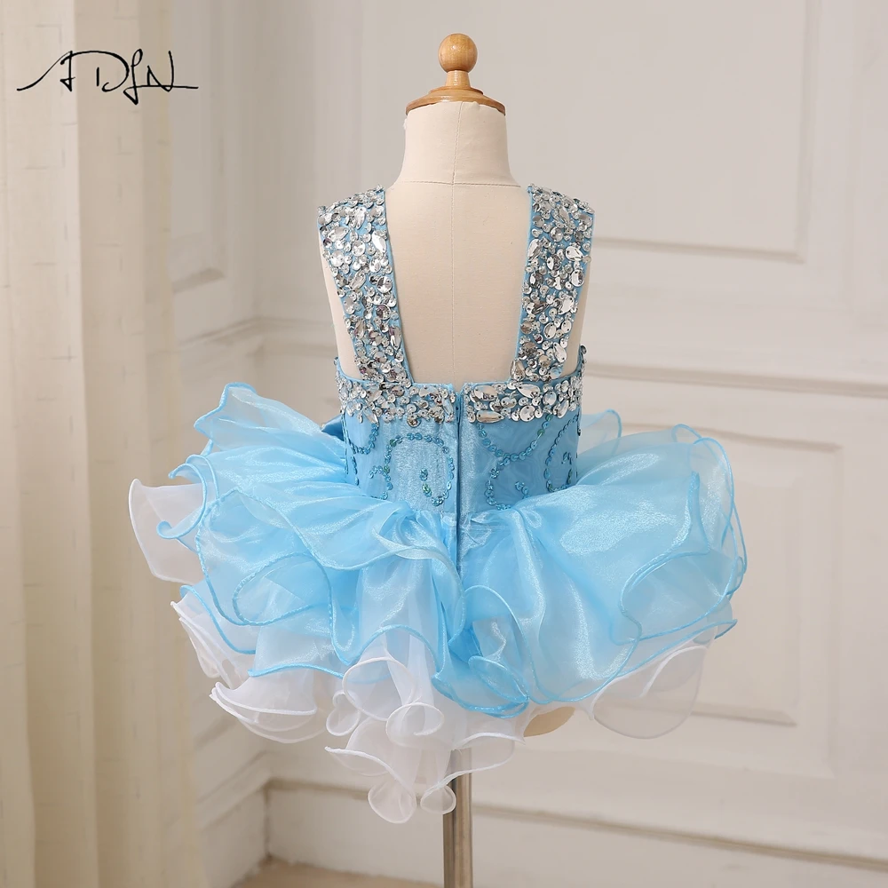 ADLN небесно-голубое платье для первого причастия с бусинами мини Капкейк с надписью «Baby» платье принцессы для конкурса красоты платья для девочек Glitz