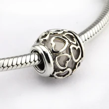 Подходит для Pandora Браслеты заключенная в любовь подвески с белый кристалл 925 пробы-серебро-бусинами