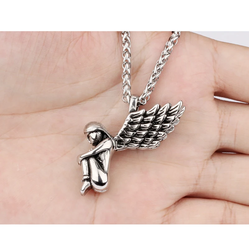 

ROMAD Angel Wings Pendant Necklace for Women Statement Neckace Women Men Charm Gifts Lucky Necklace Gothic Jewelry R5