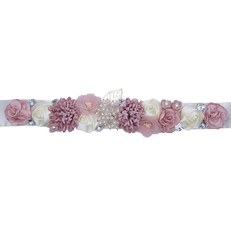 Prom Dress Flower Belt Bridal Accessories Hand Crystal Pearl Ribbon Belts For Dresses Pink Wedding Accesories Bride Bridesmaid Prom Dress Flower Belt Bridal Accessories Hand Crystal Pearl Ribbon Belts For Dresses Pink Wedding Accesories Bride Bridesmaid