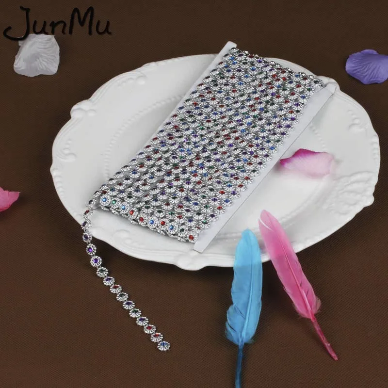 1 ярд DIY однорядные красочные алмазные сетчатые хрустальные стразы для шитья ленты для украшения свадебной вечеринки DIY подарочная упаковка