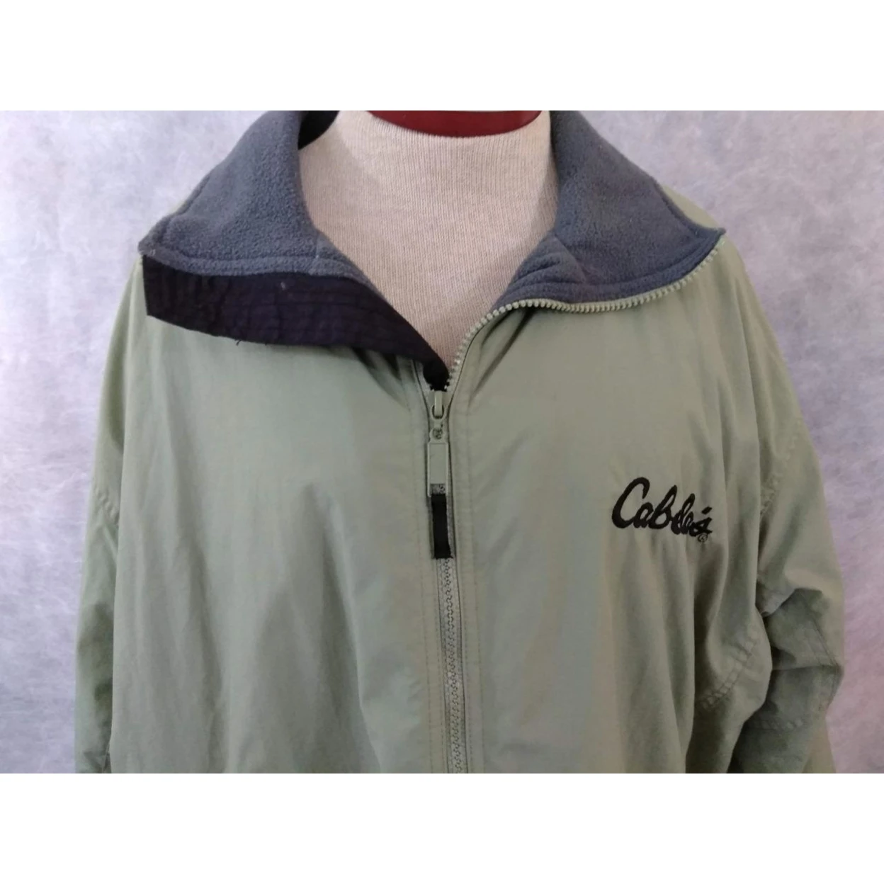 Cabela's mens Destination fleece coat jacket size L light green lined