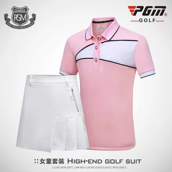 

PGM Genuine Golf Costume Children's Golf Clothing Girl's Short Sleeved T-shirt Breathable Skirt For Girls Size M-XXL