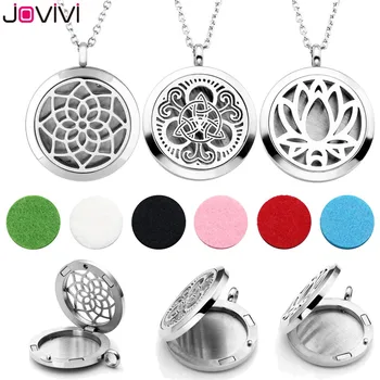 

Jovivi Hot Lotus Locket Pendant Necklace Hypoallergenic 316L Stainless Steel Hollow Aromatherapy Essential Oil Diffuser Necklace
