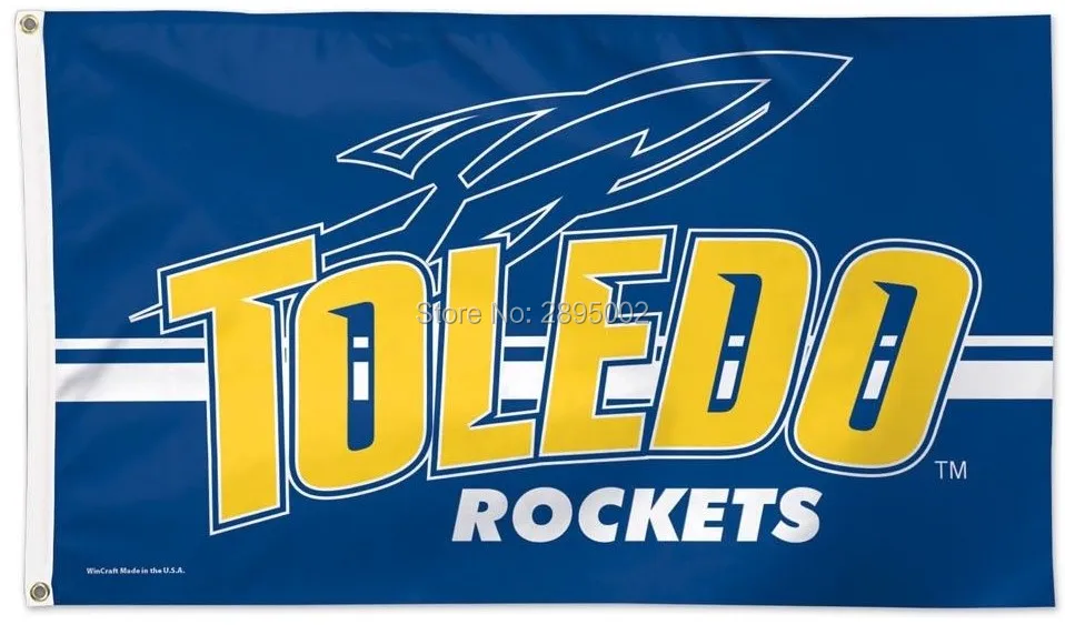 TOLEDO ROCKETS flag Polyester grommets 3 x 5 Banner metal holes Flag-free shipping