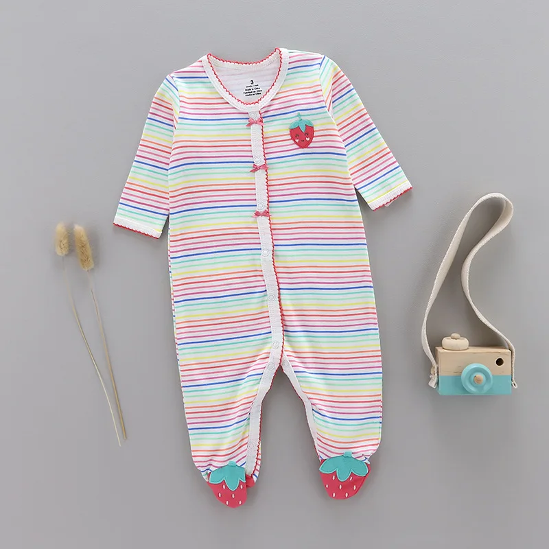 spring and autumn Baby cotton rompers newborn onesie baby girl boy long-sleeved onesie pajamas kids clothes - Цвет: 17