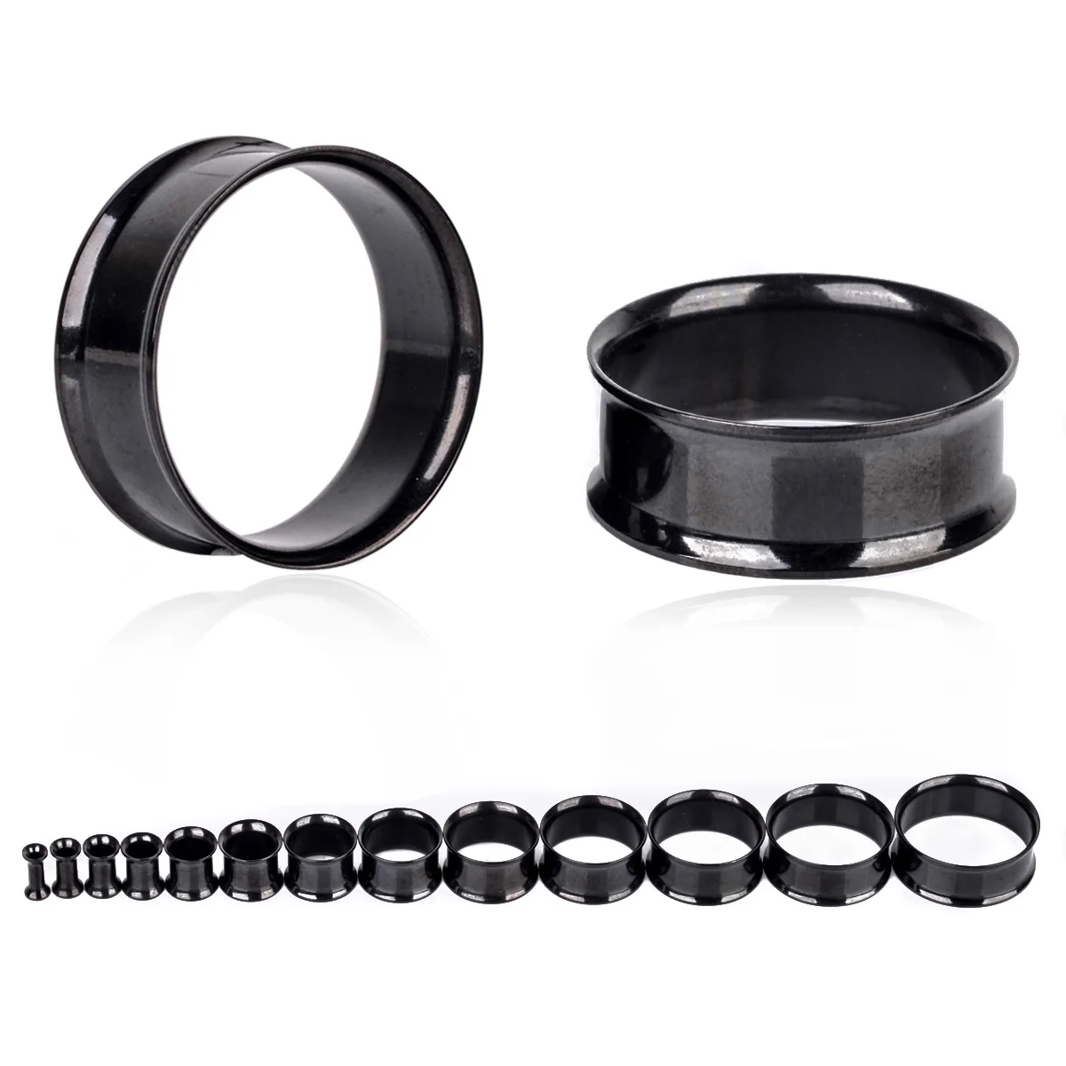 1 Pair Black Stainless Steel Ear Stretcher Expansion Shellhard Hollow Ear Gauges Plugs Flesh Tunnels Body Piercing Jewelry