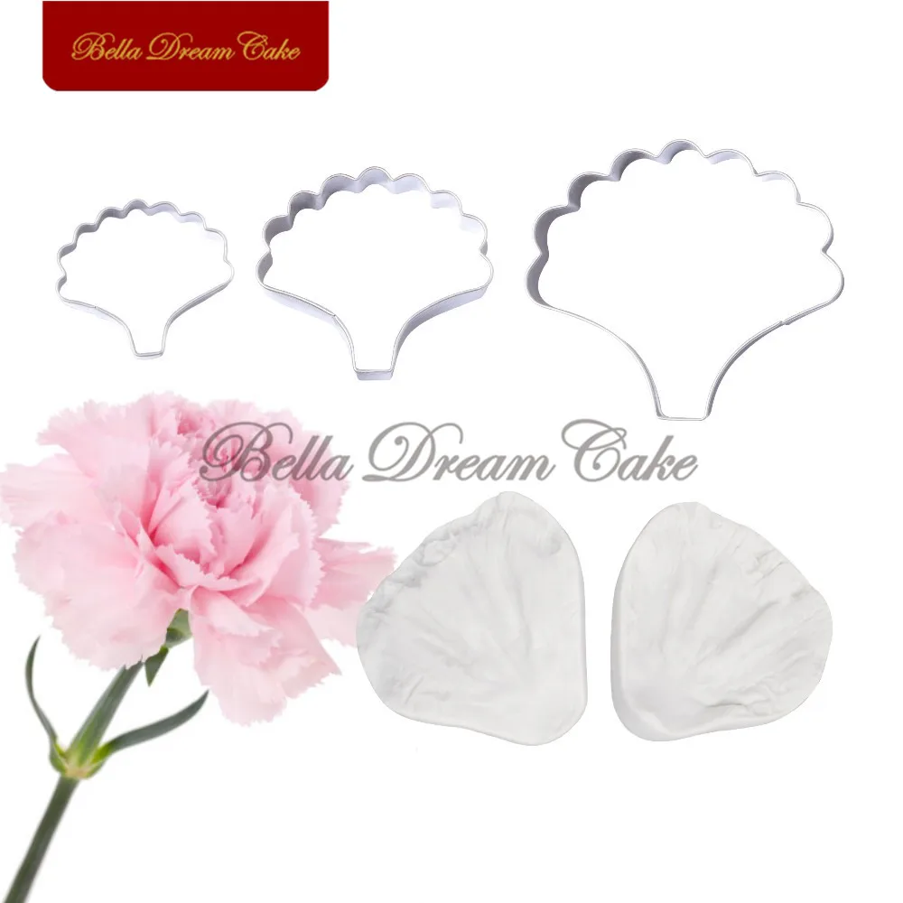 5pcs/set Carnation Petal Veiner Silicone Molds Stainless Steel Cutter Mold DIY Handmade Fondant