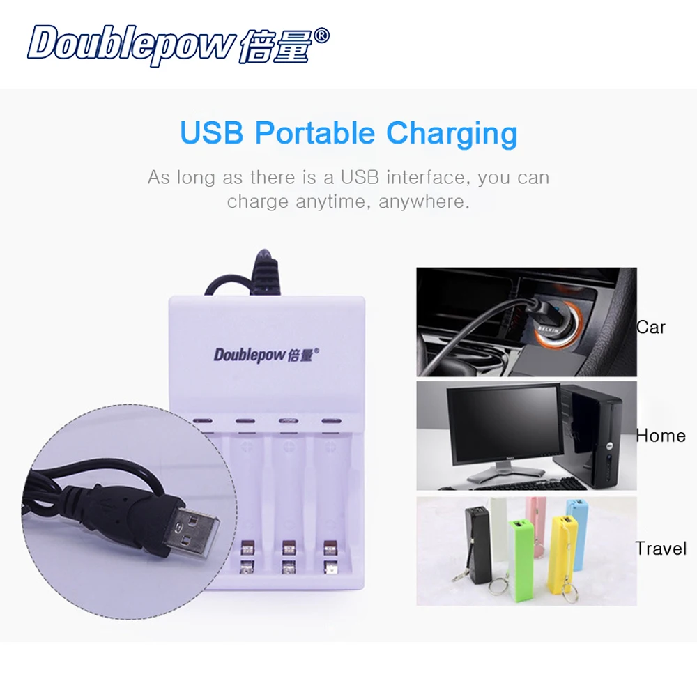 Перезаряжаемые Аккумуляторы AA Ni MH + зарядное устройство с 4 слотами USB для