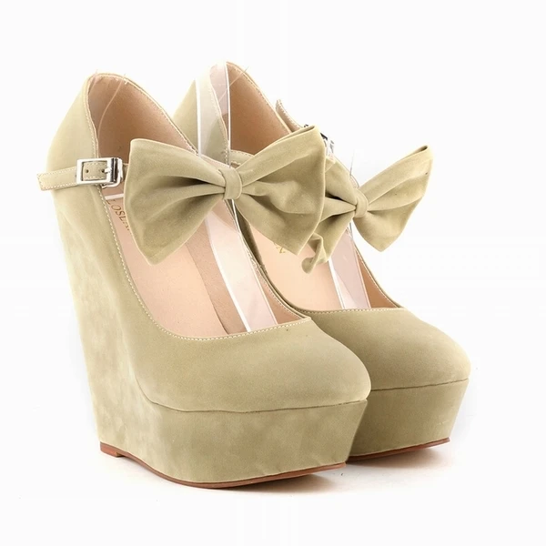 

WOMENS SEXY SUEDE HIGH HEELS BOW WEDGES SHOES PLATFORM STRAPPY AUTUMN SUMMER SIZE US 4-11 391-3VE