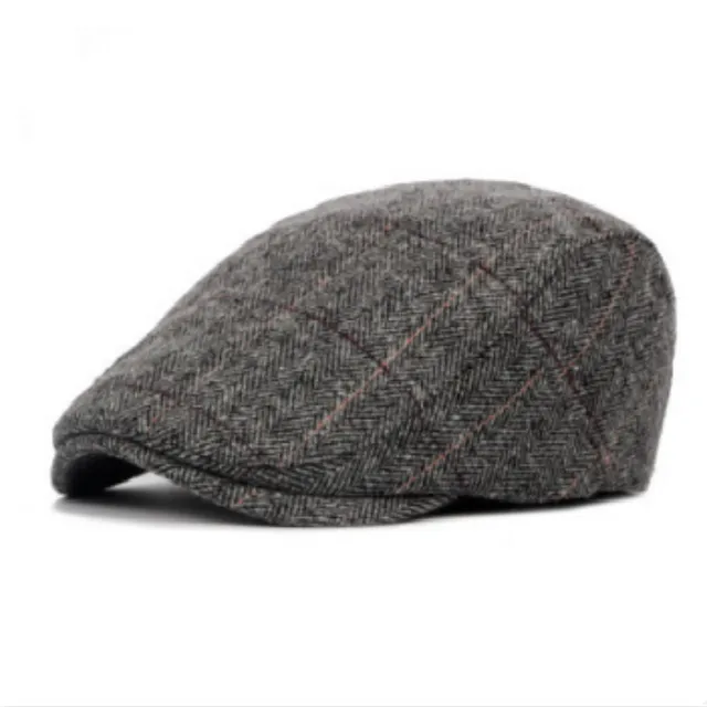 Which In Shower Autumn Thick Warm Beret For Old Men Stripe British Style Winter Hat Wool Male Flat Cap Male Peaked Duckbill Bone Flat Cap Flat Cap Stylebritish Hat